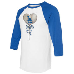 Los Angeles Dodgers Tiny Turnip Women's Heart Lolly 3/4-Sleeve Raglan T-Shirt - White/Royal T-shirts