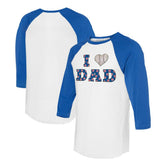 Chicago Cubs Tiny Turnip Women's I Love Dad 3/4-Sleeve Raglan T-Shirt - White/Royal T-shirts