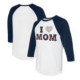 Detroit Tigers Tiny Turnip Women's I Love Mom 3/4-Sleeve Raglan T-Shirt - White/Navy T-shirts
