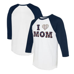 Detroit Tigers Tiny Turnip Women's I Love Mom 3/4-Sleeve Raglan T-Shirt - White/Navy T-shirts