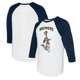 Milwaukee Brewers Tiny Turnip Women's Jada 3/4-Sleeve Raglan T-Shirt - White/Navy T-shirts