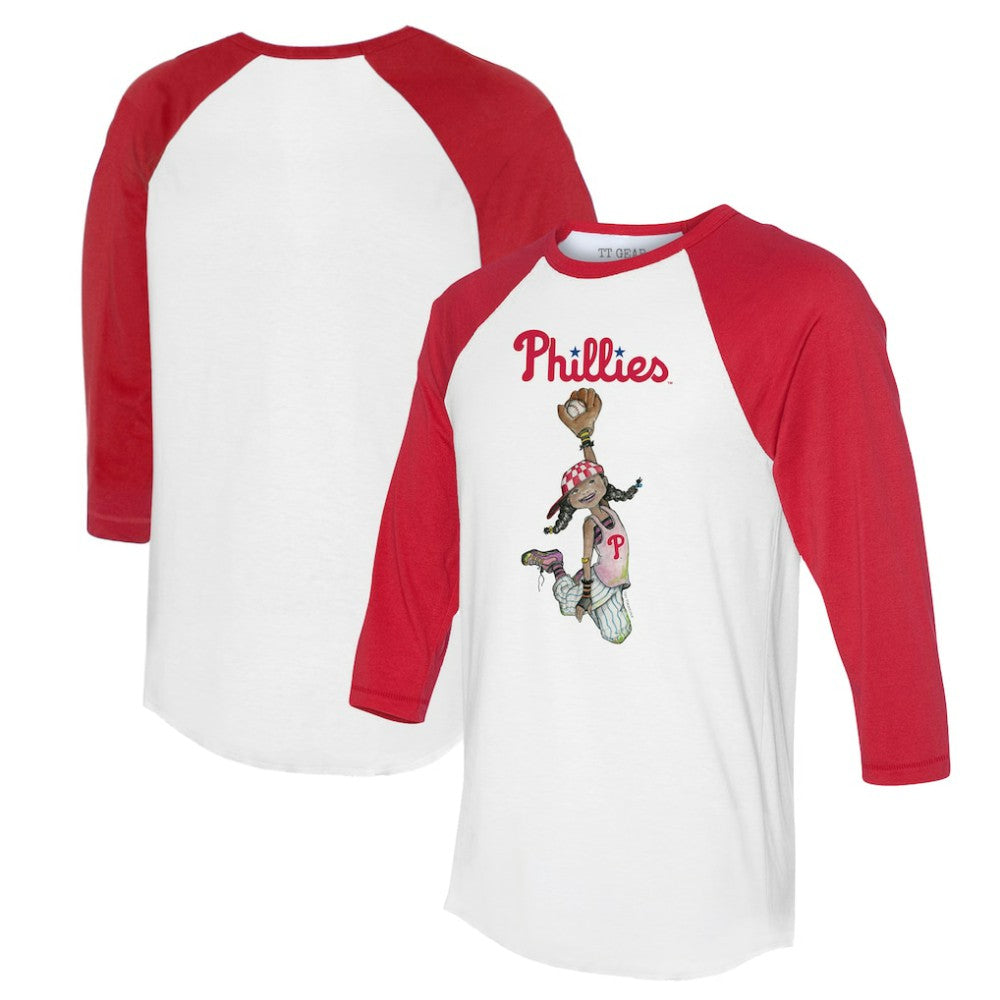 Philadelphia Phillies Tiny Turnip Women's Jada 3/4-Sleeve Raglan T-Shirt - White/Red T-shirts