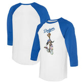 Los Angeles Dodgers Tiny Turnip Women's Jada 3/4-Sleeve Raglan T-Shirt - White/Royal T-shirts
