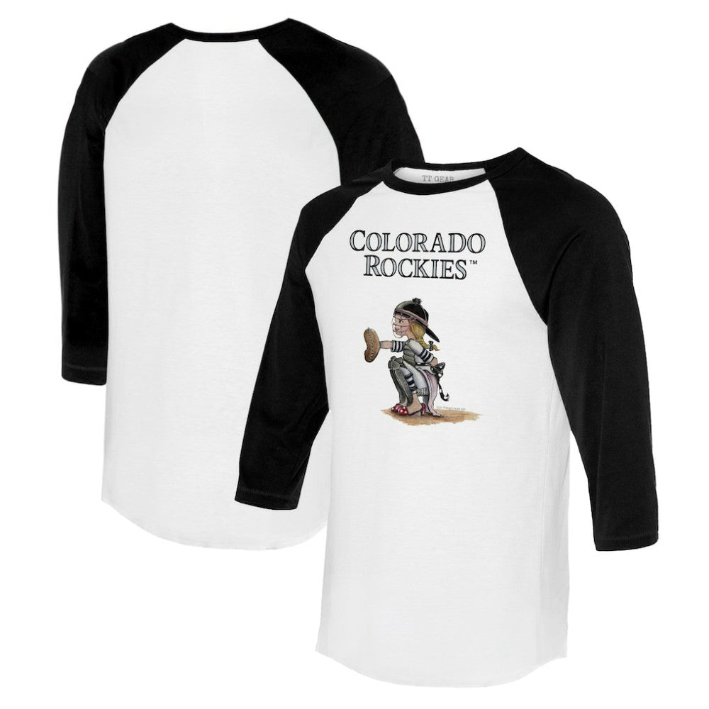 Colorado Rockies Tiny Turnip Women's Kate 3/4-Sleeve Raglan T-Shirt - White/Black T-shirts