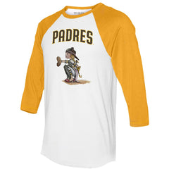 San Diego Padres Tiny Turnip Women's Kate 3/4-Sleeve Raglan T-Shirt - White/Gold T-shirts