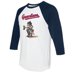 Cleveland Guardians Tiny Turnip Women's Kate 3/4-Sleeve Raglan T-Shirt - White/Navy T-shirts
