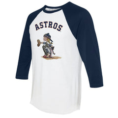 Houston Astros Tiny Turnip Women's Kate 3/4-Sleeve Raglan T-Shirt - White/Navy T-shirts