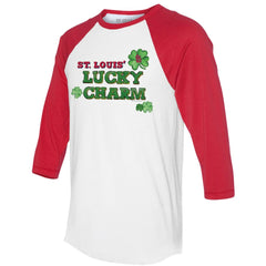 St. Louis Cardinals Tiny Turnip Women's Lucky Charm 3/4-Sleeve Raglan T-Shirt - White/Red T-shirts
