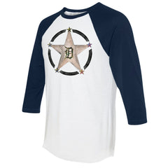 Detroit Tigers Tiny Turnip Women's Military Star 3/4-Sleeve Raglan T-Shirt - White/Navy T-shirts