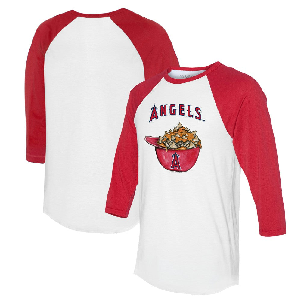 Los Angeles Angels Tiny Turnip Women's Nacho Helmet 3/4-Sleeve Raglan T-Shirt - White/Red T-shirts