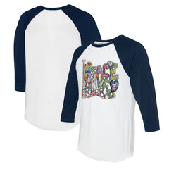 Minnesota Twins Tiny Turnip Women's Peace Love Baseball 3/4-Sleeve Raglan T-Shirt - White/Navy T-shirts