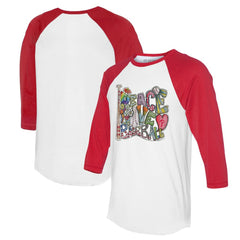 Philadelphia Phillies Tiny Turnip Women's Peace Love Baseball 3/4-Sleeve Raglan T-Shirt - White/Red T-shirts