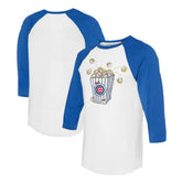 Chicago Cubs Tiny Turnip Women's Popcorn 3/4-Sleeve Raglan T-Shirt - White/Royal T-shirts