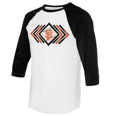 San Francisco Giants Tiny Turnip Women's Prism Arrows 3/4-Sleeve Raglan T-Shirt - White T-shirts
