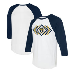 Milwaukee Brewers Tiny Turnip Women's Prism Arrows 3/4-Sleeve Raglan T-Shirt - White T-shirts