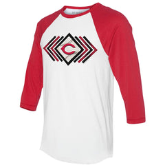 Cincinnati Reds Tiny Turnip Women's Prism Arrows 3/4-Sleeve Raglan T-Shirt - White T-shirts