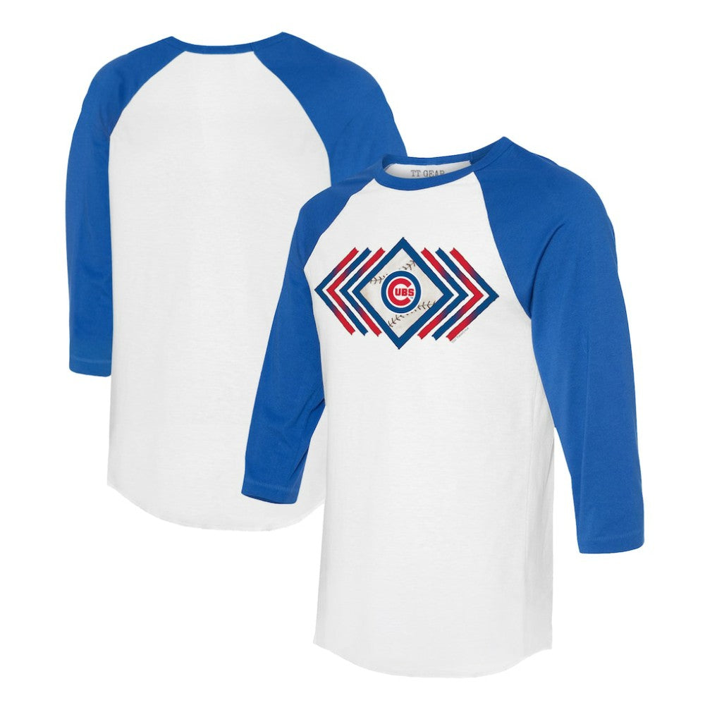 Chicago Cubs Tiny Turnip Women's Prism Arrows 3/4-Sleeve Raglan T-Shirt - White T-shirts