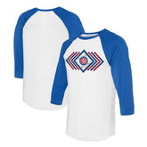 Chicago Cubs Tiny Turnip Women's Prism Arrows 3/4-Sleeve Raglan T-Shirt - White T-shirts
