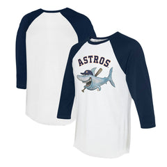 Houston Astros Tiny Turnip Women's Shark 3/4-Sleeve Raglan T-Shirt - White/Navy T-shirts