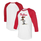 Philadelphia Phillies Tiny Turnip Women's Slugger 3/4-Sleeve Raglan T-Shirt - White/Red T-shirts