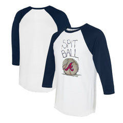 Atlanta Braves Tiny Turnip Women's Spit Ball 3/4-Sleeve Raglan T-Shirt - White/Navy T-shirts