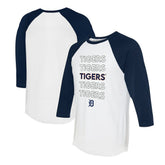 Detroit Tigers Tiny Turnip Women's Stacked 3/4-Sleeve Raglan T-Shirt - White/Navy T-shirts