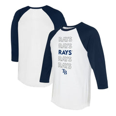 Tampa Bay Rays Tiny Turnip Women's Stacked 3/4-Sleeve Raglan T-Shirt - White/Navy T-shirts