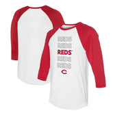 Cincinnati Reds Tiny Turnip Unisex Stacked 3/4-Sleeve Raglan T-Shirt - White/Red T-shirts