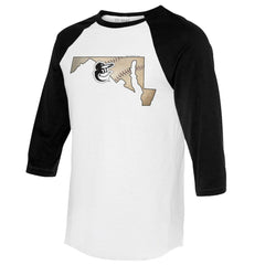 Baltimore Orioles Tiny Turnip Unisex State Outline 3/4-Sleeve Raglan T-Shirt - White/Black T-shirts