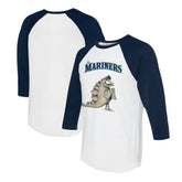Seattle Mariners Tiny Turnip Unisex Stega 3/4-Sleeve Raglan T-Shirt - White/Navy T-shirts