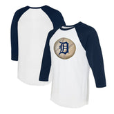 Detroit Tigers Tiny Turnip Unisex Stitched Baseball 3/4-Sleeve Raglan T-Shirt - White/Navy T-shirts