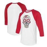 Los Angeles Angels Tiny Turnip Unisex Sugar Skull 3/4-Sleeve Raglan T-Shirt - White/Red T-shirts