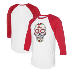 St. Louis Cardinals Tiny Turnip Unisex Sugar Skull 3/4-Sleeve Raglan T-Shirt - White/Red T-shirts