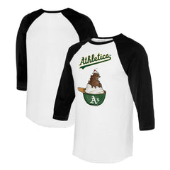 Athletics Tiny Turnip Unisex Sundae Helmet 3/4-Sleeve Raglan T-Shirt - White/Black T-shirts