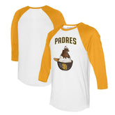 San Diego Padres Tiny Turnip Unisex Sundae Helmet 3/4-Sleeve Raglan T-Shirt - White/Gold T-shirts