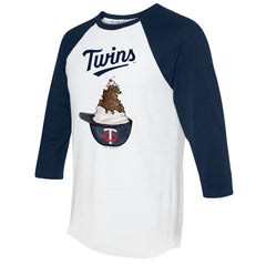 Minnesota Twins Tiny Turnip Unisex Sundae Helmet 3/4-Sleeve Raglan T-Shirt - White/Navy T-shirts