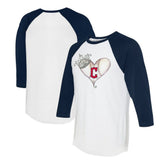Cleveland Guardians Tiny Turnip Unisex Tiara Heart 3/4-Sleeve Raglan T-Shirt - White/Navy T-shirts