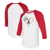Los Angeles Angels Tiny Turnip Unisex Tiara Heart 3/4-Sleeve Raglan T-Shirt - White/Red T-shirts