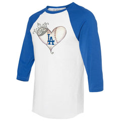 Los Angeles Dodgers Tiny Turnip Unisex Tiara Heart 3/4-Sleeve Raglan T-Shirt - White/Royal T-shirts