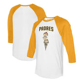 San Diego Padres Tiny Turnip Unisex Triple Scoop 3/4-Sleeve Raglan T-Shirt - White/Gold T-shirts