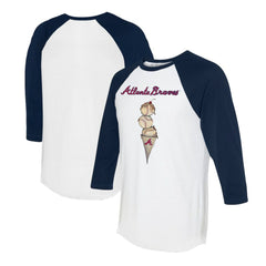 Atlanta Braves Tiny Turnip Unisex Triple Scoop 3/4-Sleeve Raglan T-Shirt - White/Navy T-shirts