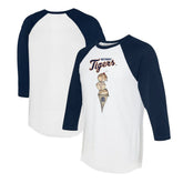 Detroit Tigers Tiny Turnip Unisex Triple Scoop 3/4-Sleeve Raglan T-Shirt - White/Navy T-shirts