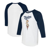 Minnesota Twins Tiny Turnip Unisex Triple Scoop 3/4-Sleeve Raglan T-Shirt - White/Navy T-shirts
