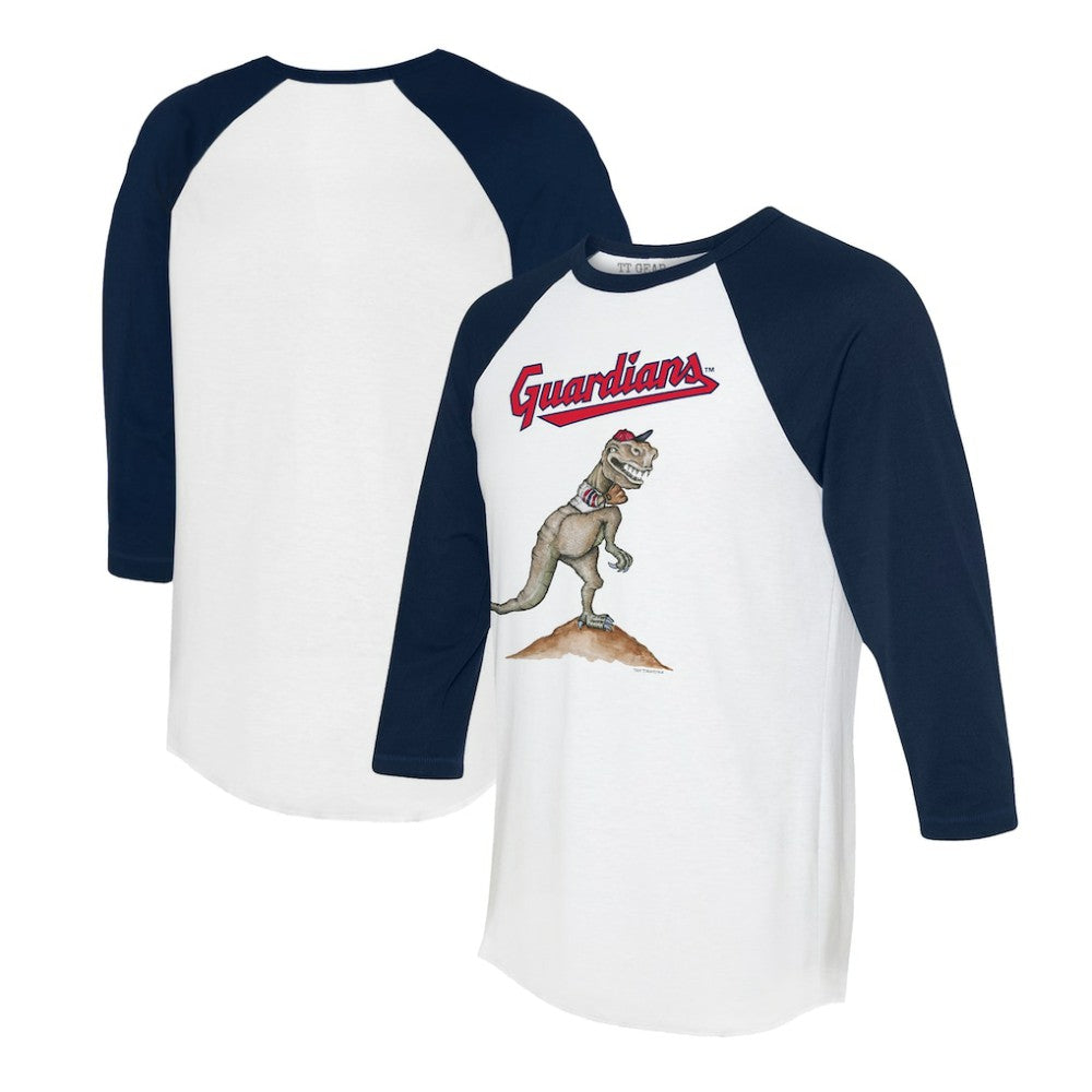 Cleveland Guardians Tiny Turnip Unisex TT Rex 3/4-Sleeve Raglan T-Shirt - White/Navy T-shirts