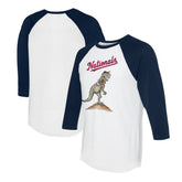 Washington Nationals Tiny Turnip Unisex TT Rex 3/4-Sleeve Raglan T-Shirt - White/Navy T-shirts