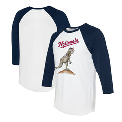 Washington Nationals Tiny Turnip Unisex TT Rex 3/4-Sleeve Raglan T-Shirt - White/Navy T-shirts