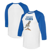 Chicago Cubs Tiny Turnip Unisex TT Rex 3/4-Sleeve Raglan T-Shirt - White/Royal T-shirts