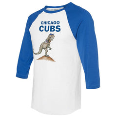 Chicago Cubs Tiny Turnip Unisex TT Rex 3/4-Sleeve Raglan T-Shirt - White/Royal T-shirts