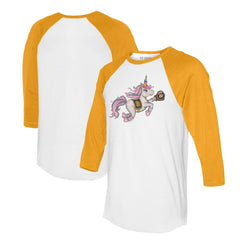 San Diego Padres Tiny Turnip Unisex Unicorn 3/4-Sleeve Raglan T-Shirt - White/Gold T-shirts
