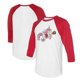 Los Angeles Angels Tiny Turnip Unisex Unicorn 3/4-Sleeve Raglan T-Shirt - White/Red T-shirts